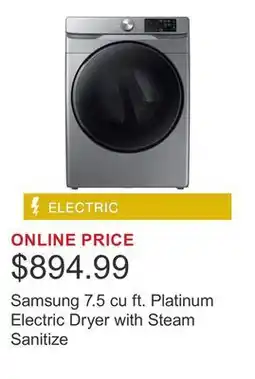 Costco Samsung 7.5 cu ft. Platinum Electric Dryer with Steam Sanitize offer