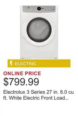 Costco Electrolux 3 Series 27 in. 8.0 cu ft. White Electric Front Load Dryer with LuxCare Lint Shield offer