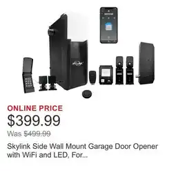 Costco Skylink Side Wall Mount Garage Door Opener with WiFi and LED, For Residential Sectional Garage Doors offer