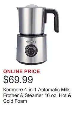 Costco Kenmore 4-in-1 Automatic Milk Frother & Steamer 16 oz. Hot & Cold Foam offer