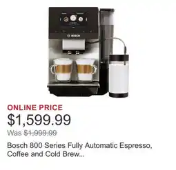 Costco Bosch 800 Series Fully Automatic Espresso, Coffee and Cold Brew Machine with Built in Grinder offer