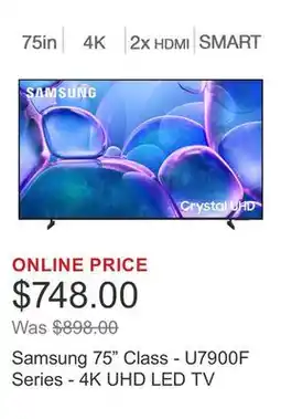 Costco Samsung 75 Class - U7900F Series - 4K UHD LED TV offer