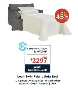 La Z Boy Leah Twin Fabric Sofa Bed offer