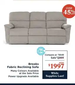 La Z Boy Brooks Fabric Reclining Sofa offer