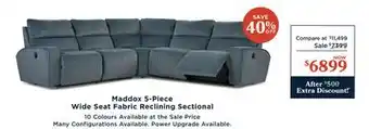 La Z Boy Maddox 5-Piece Wide Seat Fabric Reclining Sectional offer