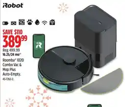Canadian Tire ROBOT Roomba 1020 Combo Vac & Mop Plus Auto-Empty offer