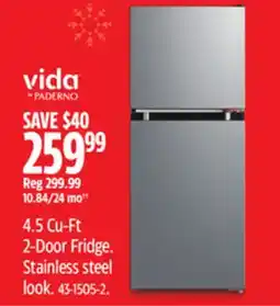 Canadian Tire PADERNO 2-Door Fridge. Stainless steel look offer