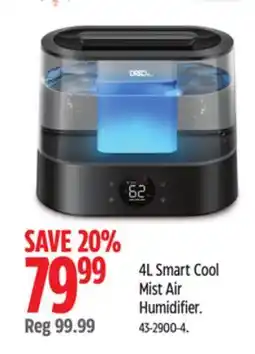 Canadian Tire DREO 4L Smart Cool Mist Air Humidifier offer