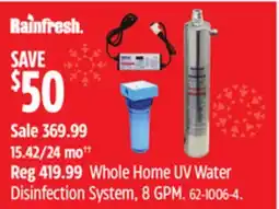 Canadian Tire RAINFRESH Whole Home UV Water Disinfection System offer