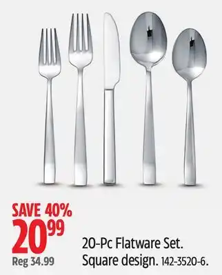 Canadian Tire 20-Pc Flatware Set. Square design offer