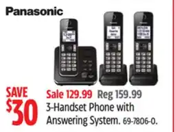 Canadian Tire Panasonic 3-Handset Phone with Answering System offer