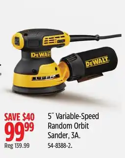 Canadian Tire DEWALT 5˝ Variable-Speed Random Orbit Sander offer
