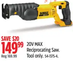Canadian Tire DEWALT 20V MAX Reciprocating Saw offer