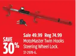 Canadian Tire MotoMaster Twin Hooks Steering Wheel Lock offer