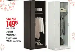Canadian Tire Sauder 2-Door Wardrobe, Espresso or White offer