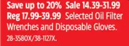 Canadian Tire MotoMaster Selected Oil Filter Wrenches and Disposable Gloves offer