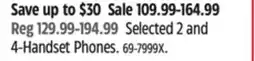 Canadian Tire Panasonic Selected 2 and 4-Handset Phones offer