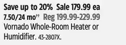 Canadian Tire Dyna-Glo Vornado Whole-Room Heater or Humidifier offer