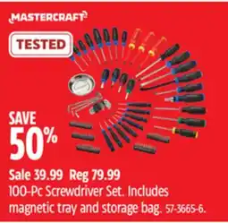 Canadian Tire Mastercraft 100-Pc Screwdriver Set offer