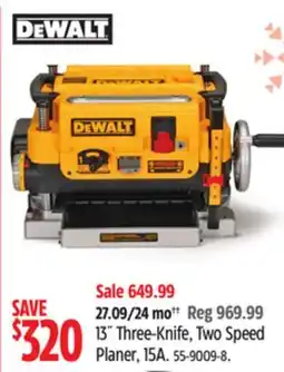 Canadian Tire DEWALT 13˝ Three-Knife, Two Speed Planer, 15A offer