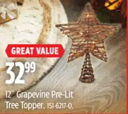 Canadian Tire Canvas 12˝ Grapevine Pre-Lit Tree Topper offer