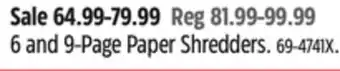 Canadian Tire Fellowes 6 and 9-Page Paper Shredders offer