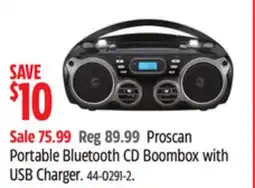 Canadian Tire Proscan Portable Bluetooth CD Boombox with USB Charger offer