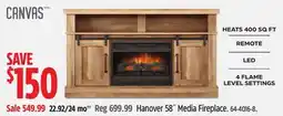 Canadian Tire Canvas Hanover 58˝ Media Fireplace offer
