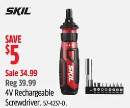 Canadian Tire SKIL 4V Rechargeable Screwdriver offer