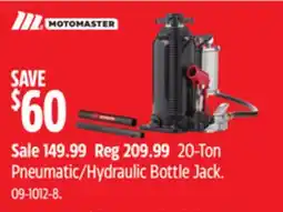 Canadian Tire MotoMaster 20-Ton Pneumatic/Hydraulic Bottle Jack offer