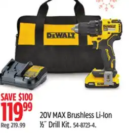 Canadian Tire DEWALT 20V MAX Brushless Li-Ion 1⁄2˝ Drill Kit offer