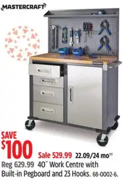 Canadian Tire Mastercraft 40˝ Work Centre with Built-in Pegboard and 23 Hooks offer