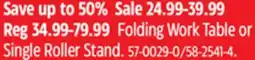 Canadian Tire Mastercraft Folding Work Table or Single Roller Stand offer