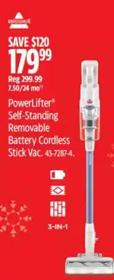 Canadian Tire BISSELL PowerLifter Self-Standing Removable Battery Cordless Stick Vac offer