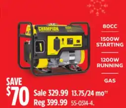 Canadian Tire Champion 1200/1500 Watt Portable Gas Generator offer
