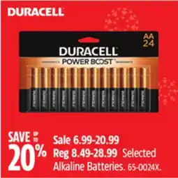 Canadian Tire Duracell Selected Alkaline Batteries offer