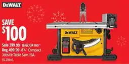 Canadian Tire DEWALT 81⁄4˝ Compact Jobsite Table Saw, 15A offer