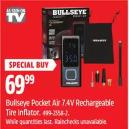 Canadian Tire Bullseye Pocket Air 7.4V Rechargeable Tire Inflator offer