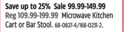 Canadian Tire LIVING Microwave Kitchen Cart or Bar Stool offer