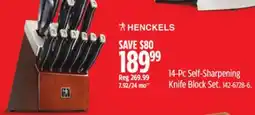 Canadian Tire Henckels 14-Pc Self-Sharpening Knife Block Set offer