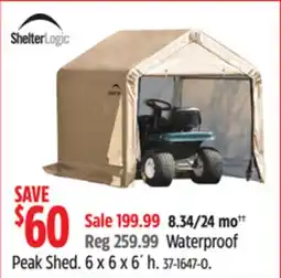 Canadian Tire Shelter Logic Waterproof Peak Shed offer