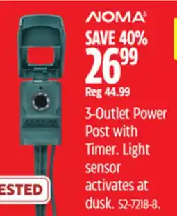 Canadian Tire Noma 3-Outlet Power Post with Timer offer