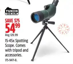 Canadian Tire Yukon Gear 15-45x Spotting Scope. Comes with tripod and accessories offer