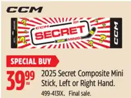 Canadian Tire CCM 2025 Secret Composite Mini Stick, Left or Right Hand offer