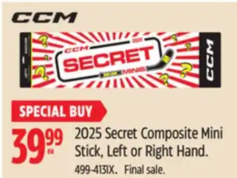 Canadian Tire CCM 2025 Secret Composite Mini Stick, Left or Right Hand offer