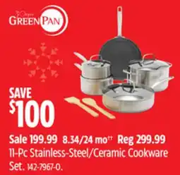 Canadian Tire GreenPan 11-Pc Stainless-Steel/Ceramic Cookware Set offer
