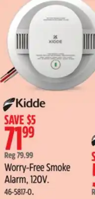 Canadian Tire Kidde Worry-Free Smoke Alarm, 120V offer