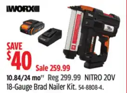 Canadian Tire WORK NITRO 20V 18-Gauge Brad Nailer Kit offer