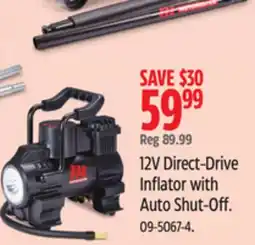 Canadian Tire MotoMaster 12V Direct-Drive Inflator with Auto Shut-Off offer