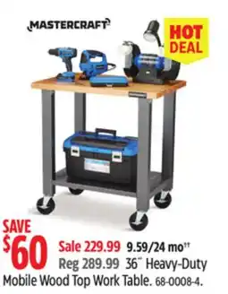 Canadian Tire Mastercraft 36˝ Heavy-Duty Mobile Wood Top Work Table offer